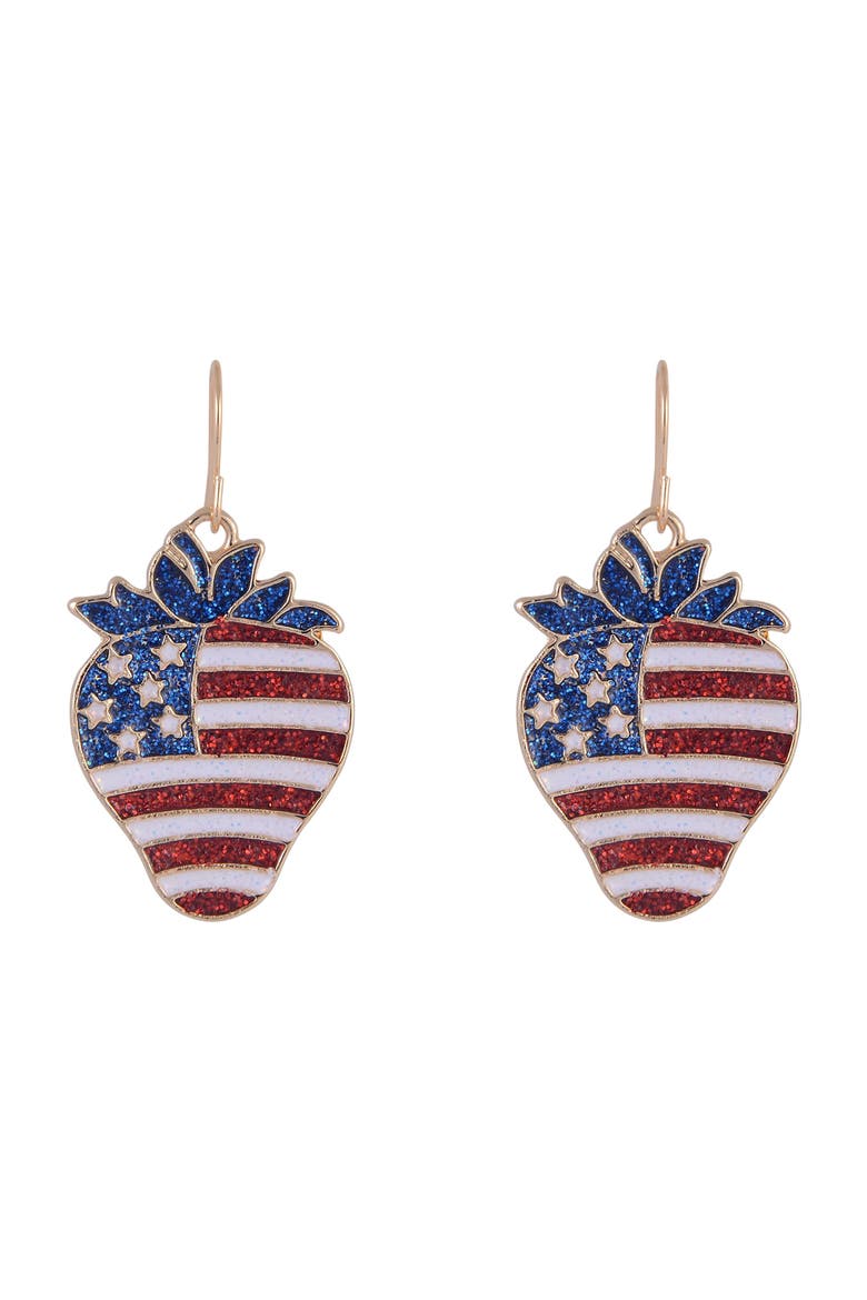 American Flag Strawberry Earrings, Alternate, color, Red