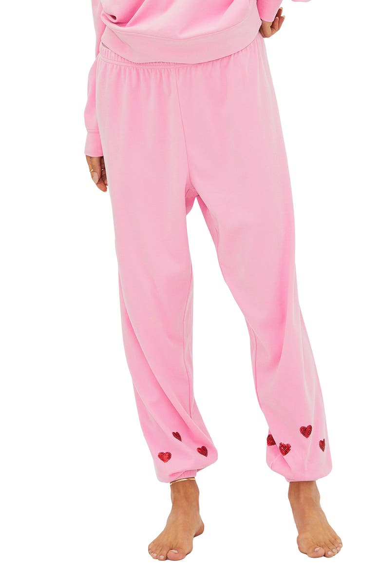 Georgie Sequin Heart Sweatpants, Main, color, LOVELY PINK
