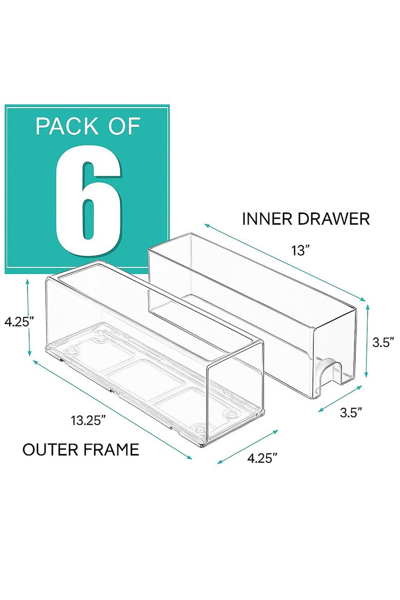 Set of 6 Pull-Out Fridge Storage Drawers, Alternate, color, NO COLOR