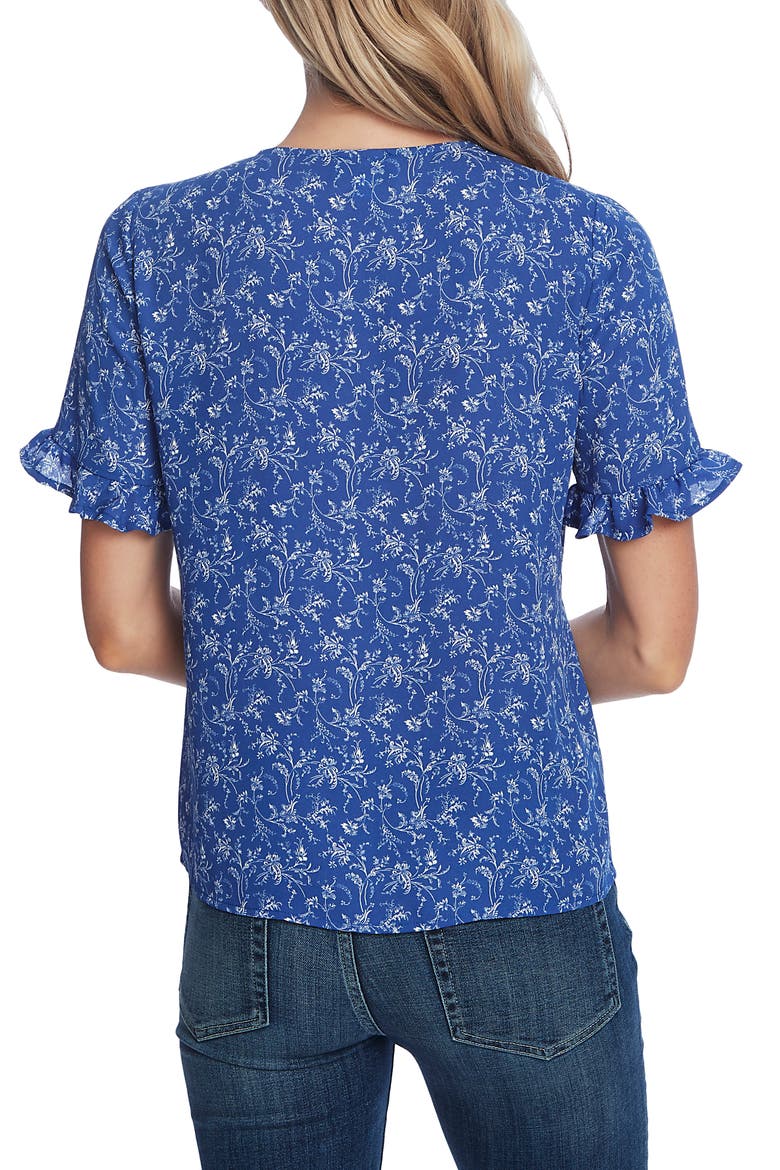 Toile Vines Ruffle Sleeve Blouse, Alternate, color, MOONLIT