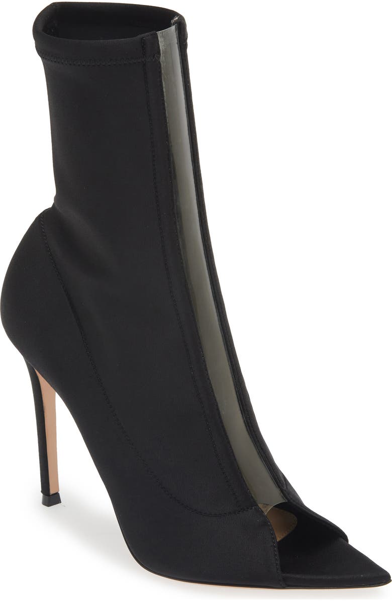 Gianvito Rossi Transparent Stripe Stretch Bootie, Main, color,
