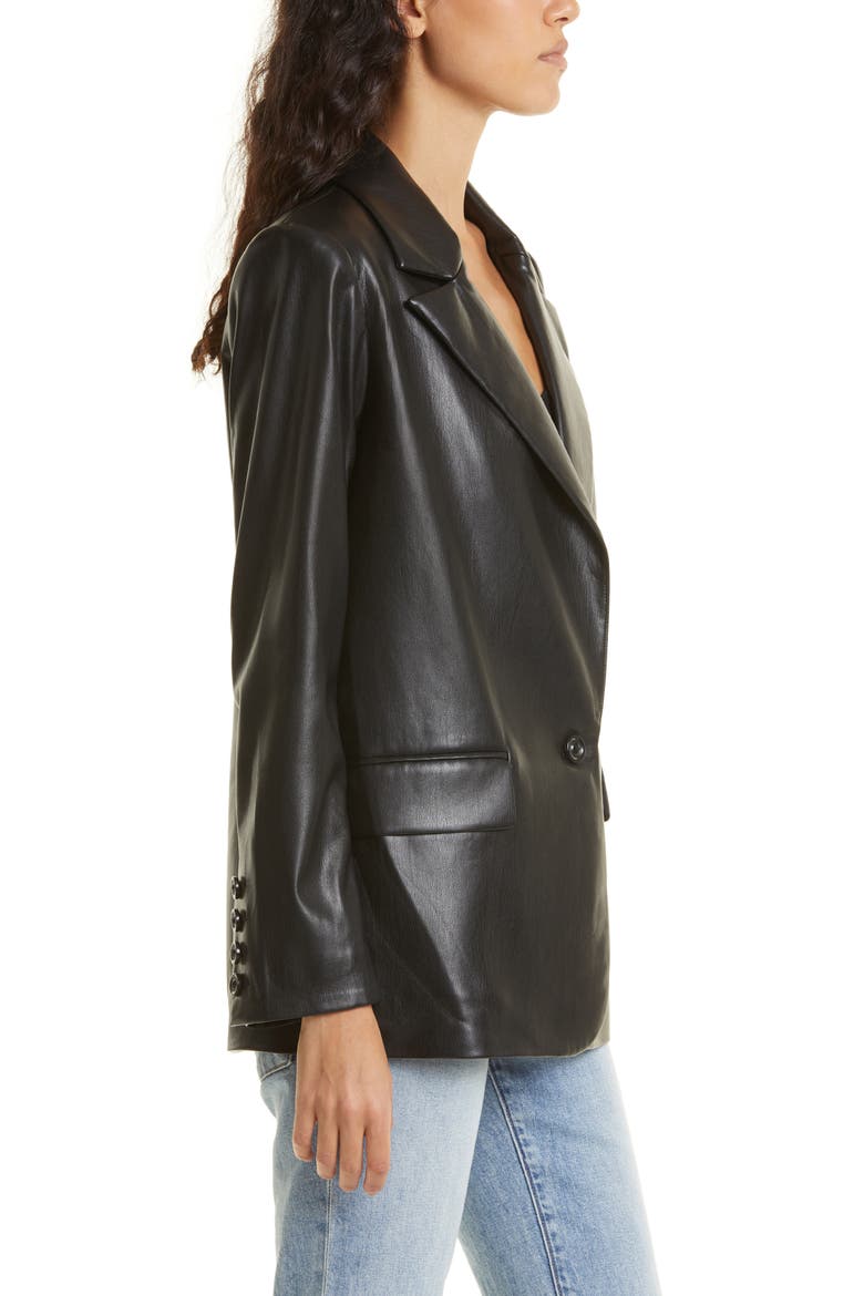 Denny Faux Leather Blazer, Alternate, color, BLACK