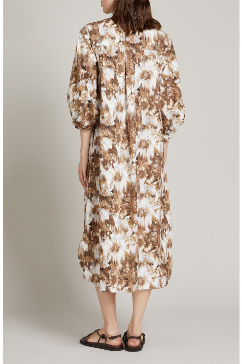 Falda Abstract Print Cotton Midi Shirtdress, Alternate, color, SKY BLUE/ BROWN