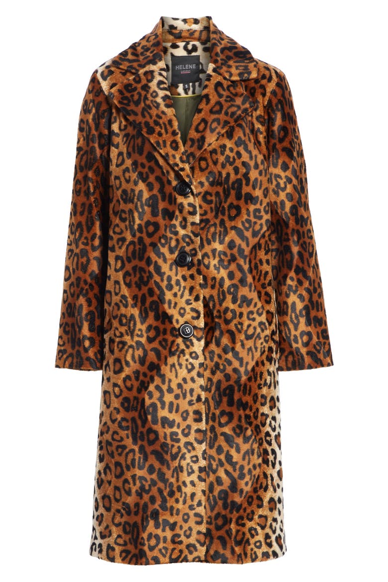 Faux Leopard Fur Coat, Alternate, color, BROWN LEOPARD