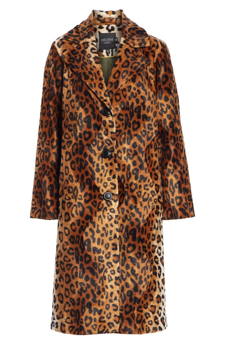 Helene Berman Faux Leopard Fur Coat, Alternate, color,