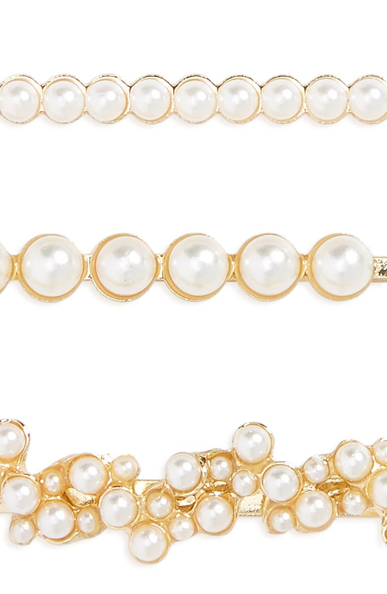 BP. Set of 3 Imitation Pearl Hair Clips, Alternate, color,