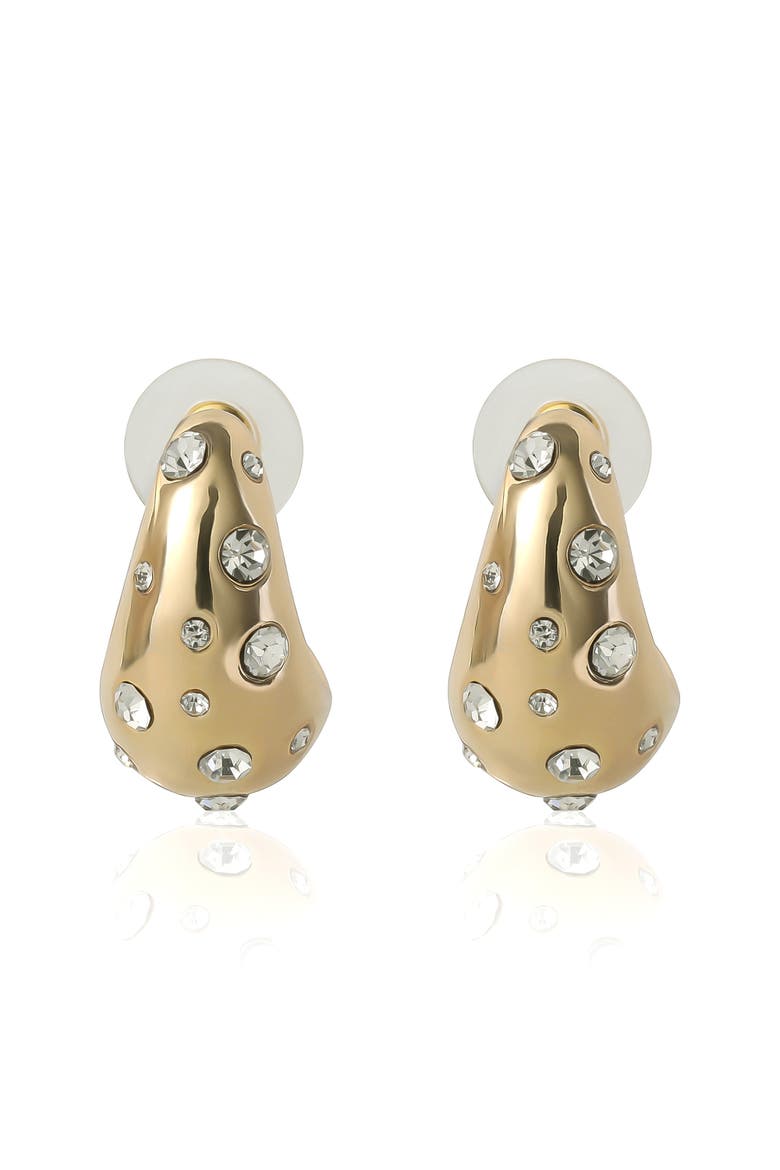 Gold-Tone Pavé Polka Dot Sculptural Hoop Earrings, Alternate, color, Gold-Tone