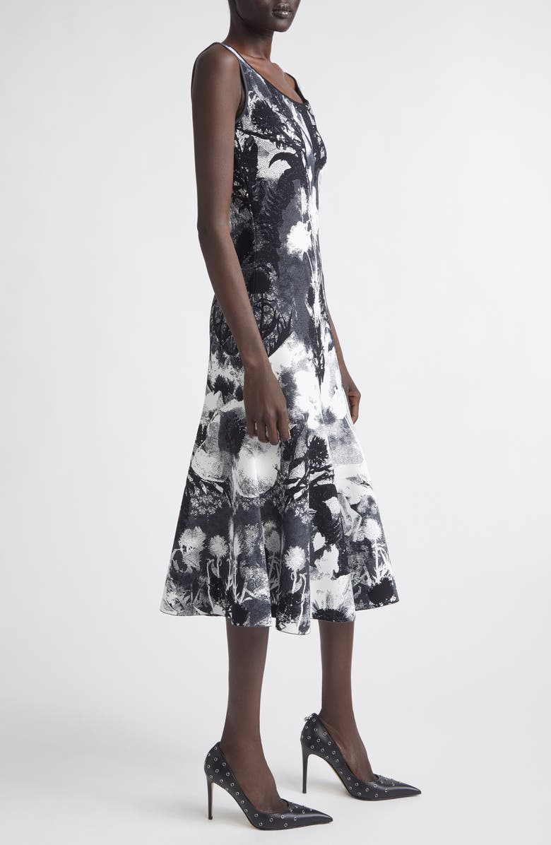 McQueen Floral Jacquard Midi Sweater Dress, Alternate, color, Ivory/ Black