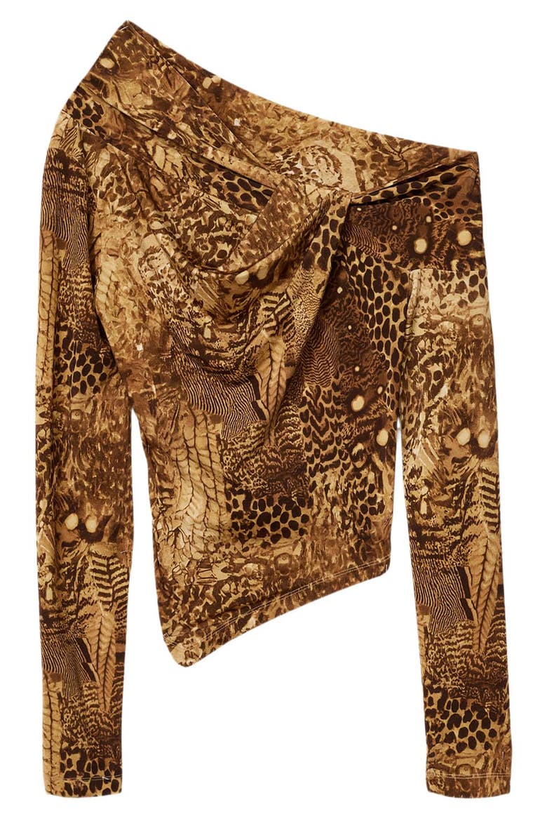 Arlie Asymmetrical Neck Long Sleeve Top, Alternate, color, BLIXA GOLD