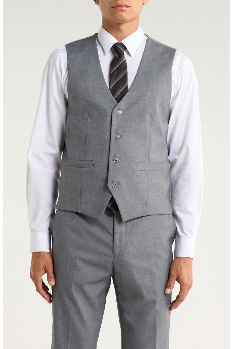 Grey Mélange 3-Piece Suit, Alternate, color, MID GREY