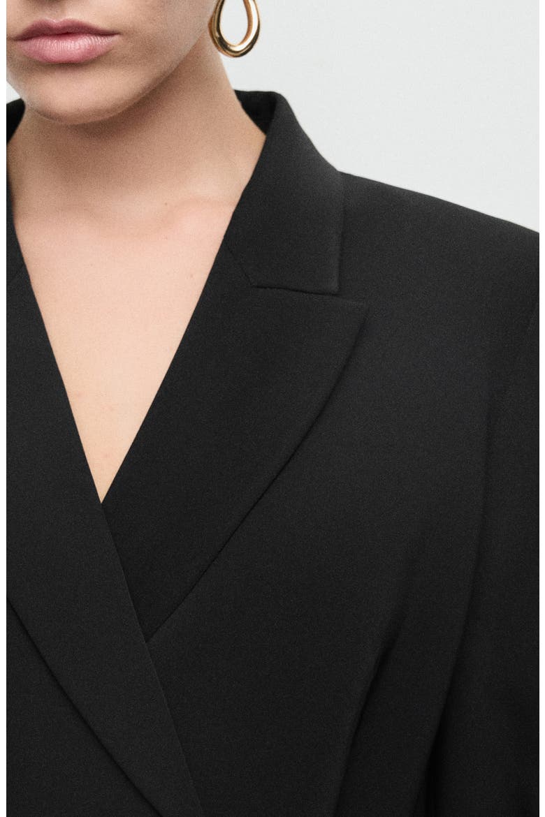 Double Breasted Long Blazer, Alternate, color, BLACK