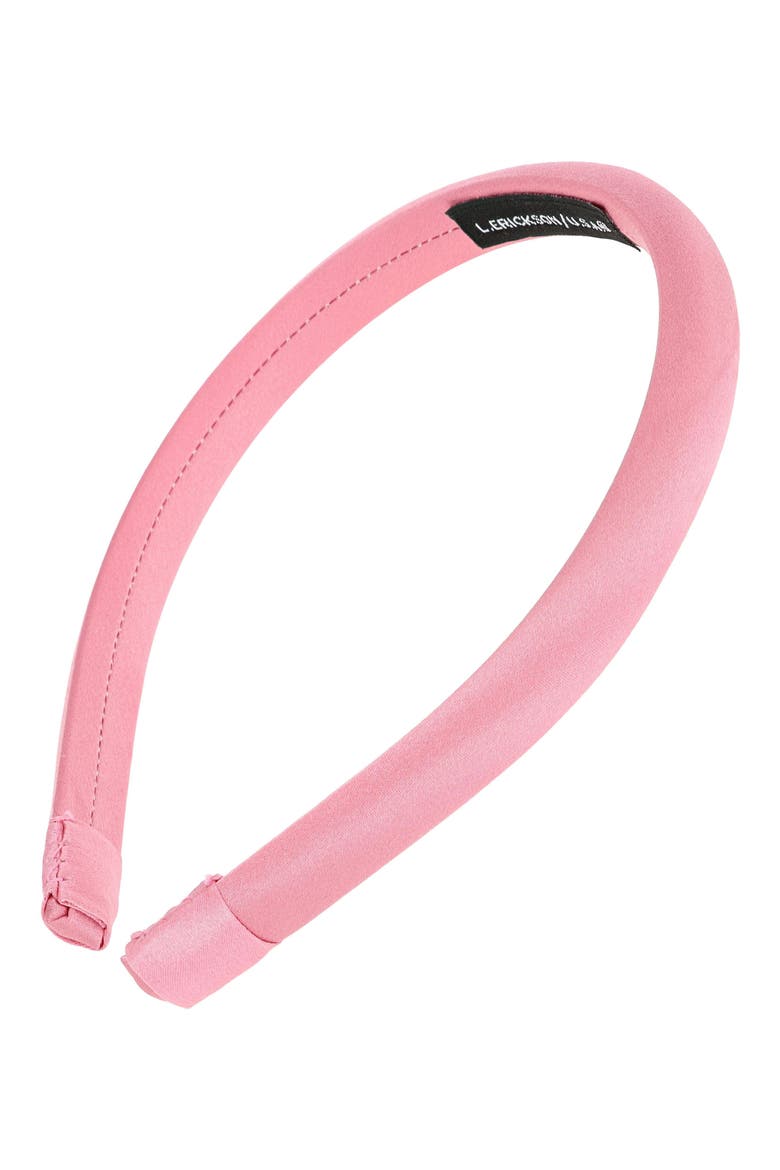 Padded Silk Charmeuse Slim Headband, Main, color, PINK WAX
