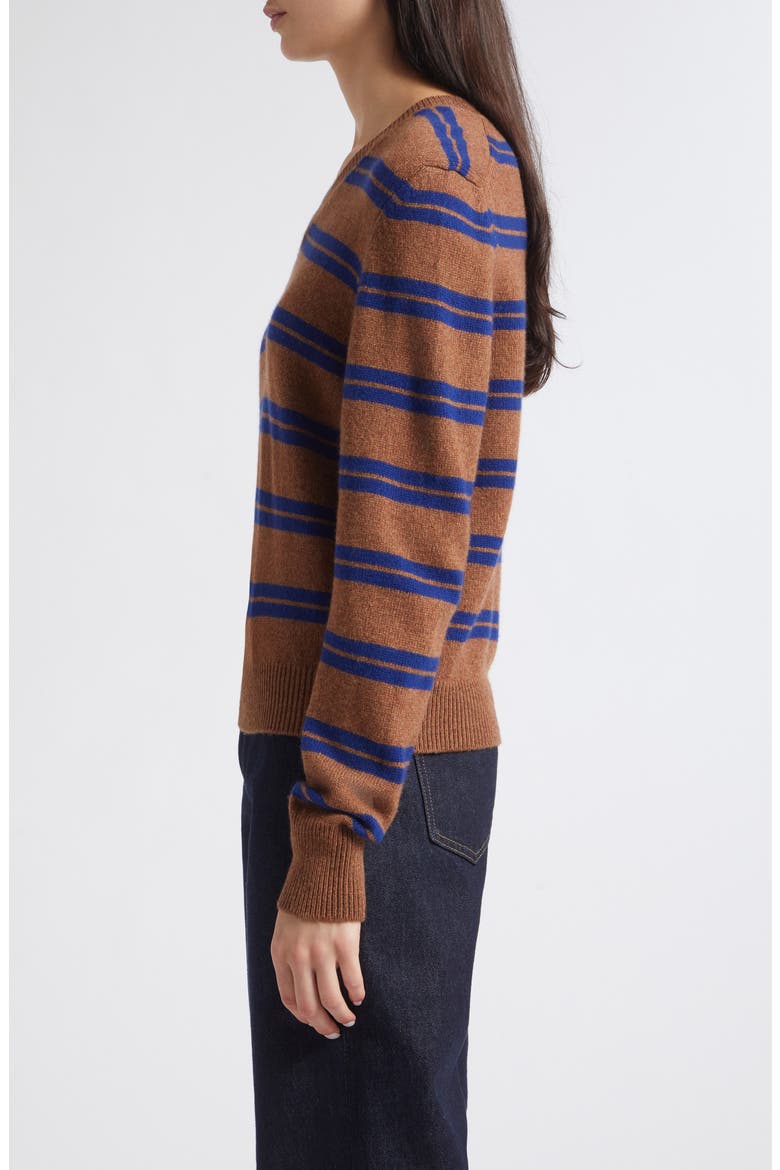 Sligo Shrunken Lambswool V-Neck Sweater, Alternate, color, HAZELNUT WITH BLUE