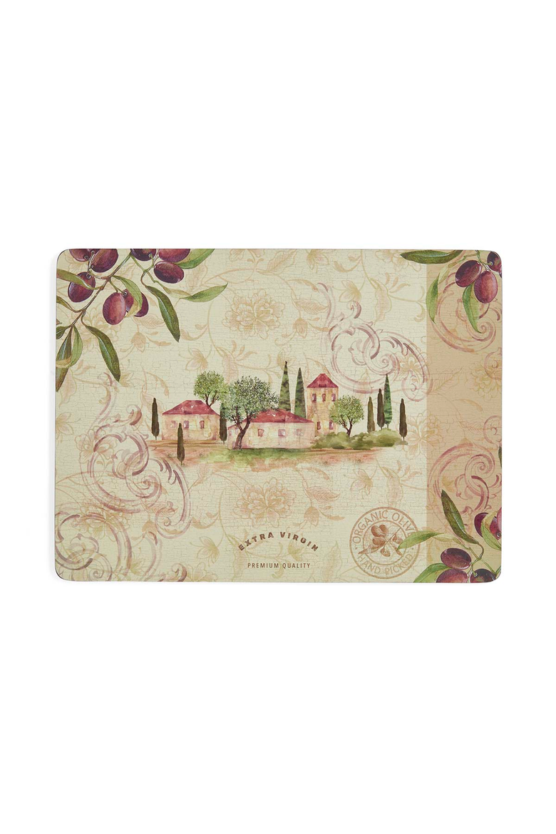 Olive Orchard Set of 4 Cork Back Placemats, Alternate, color, Multi