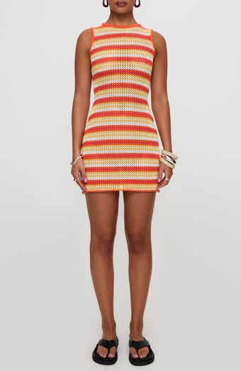 Princess Polly Oxygen Stripe Open Stitch Cutout Minidress