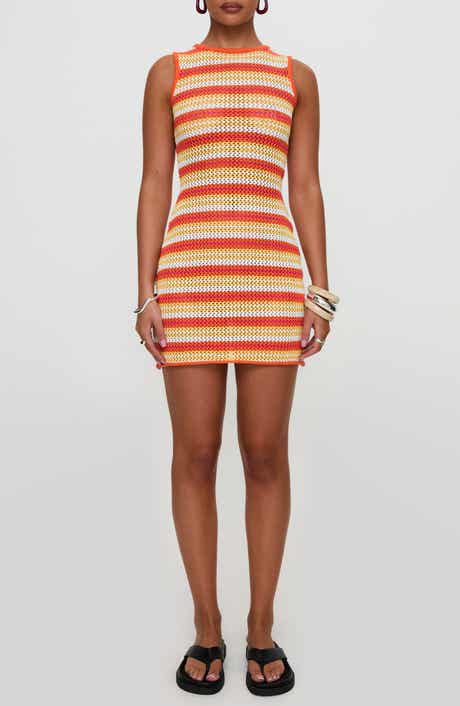 Princess Polly Oxygen Stripe Open Stitch Cutout Minidress