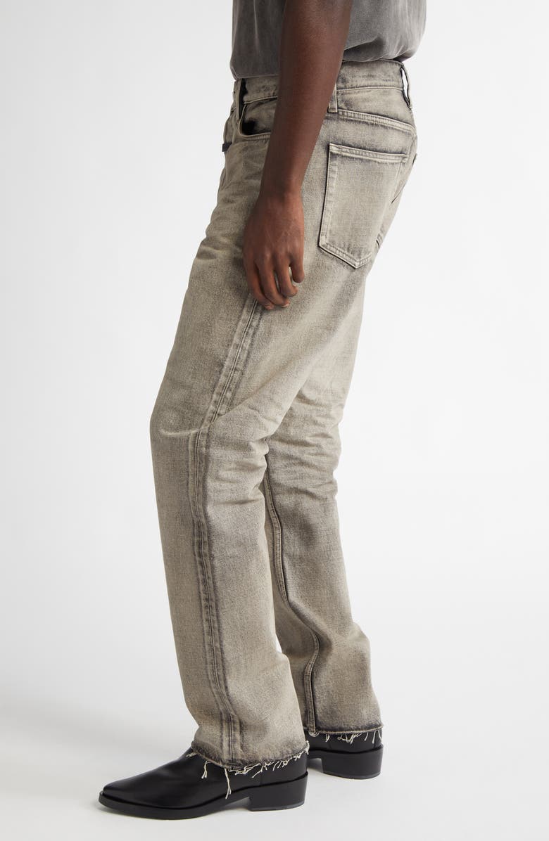 Fear of God Five-Pocket Raw Hem Straight Leg Jeans, Alternate, color, Washed Grey