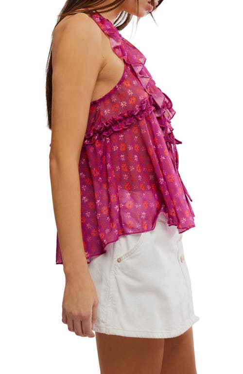 Free People Fearless Ruffle Racerback Tank Top In Pink