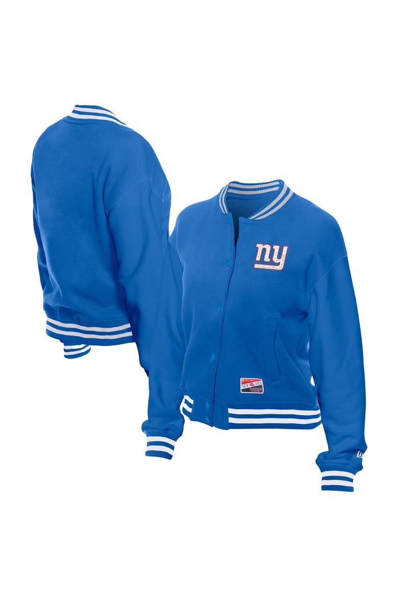 Women's New Era  Royal New York Giants Throwback Fleece Full-Snap Jacket, Main, color, Royal
