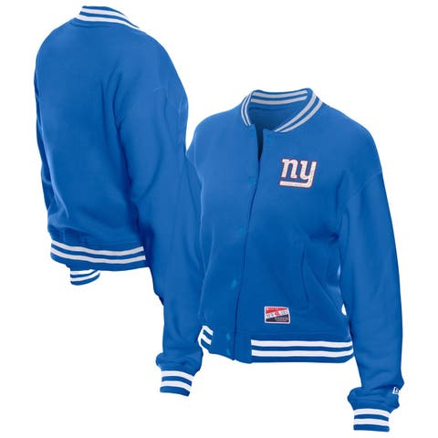 Women's New Era  Royal New York Giants Throwback Fleece Full-Snap Jacket