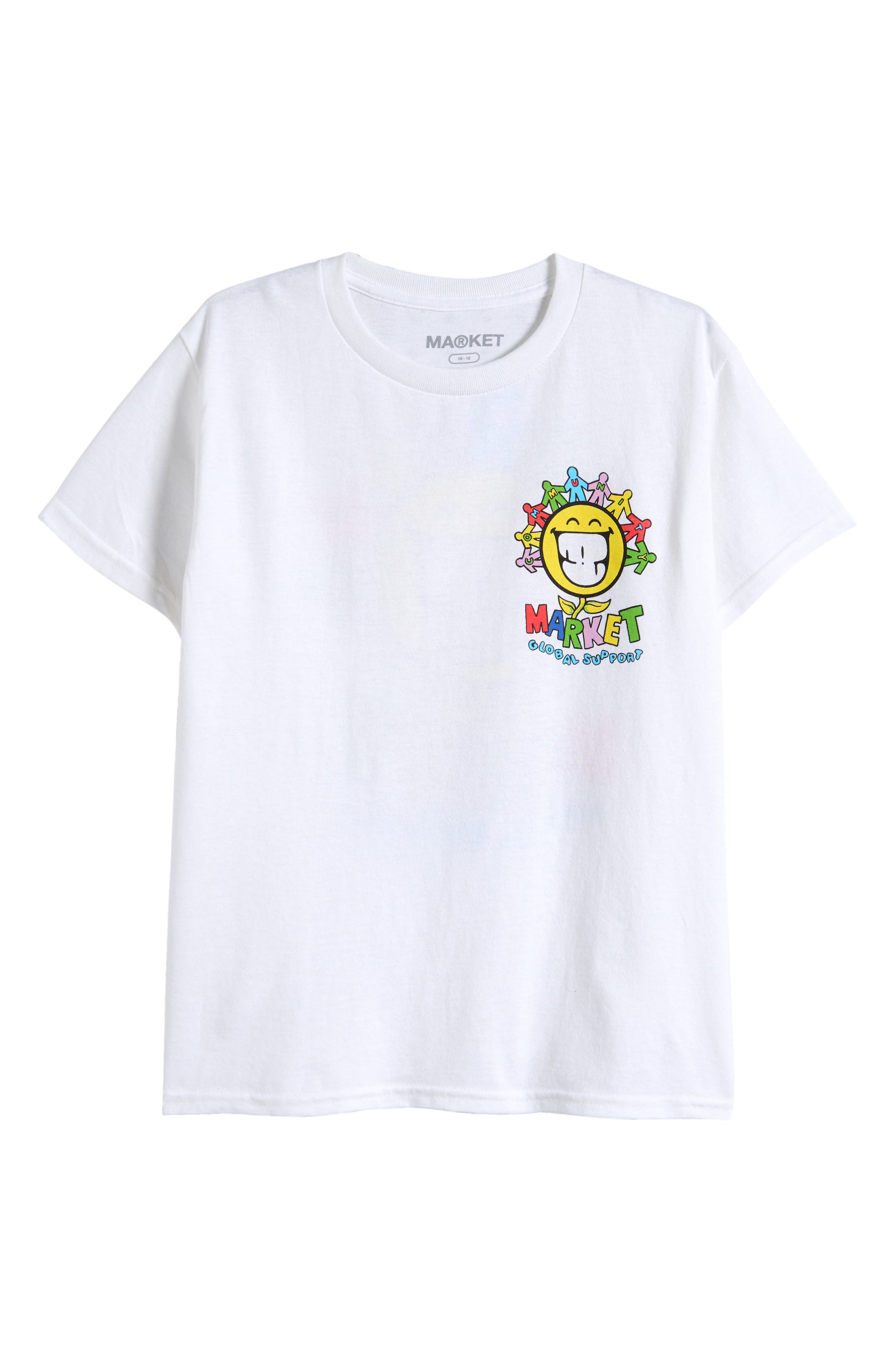 MARKET Kids' Smiley Global Support Cotton Graphic T-Shirt in White 