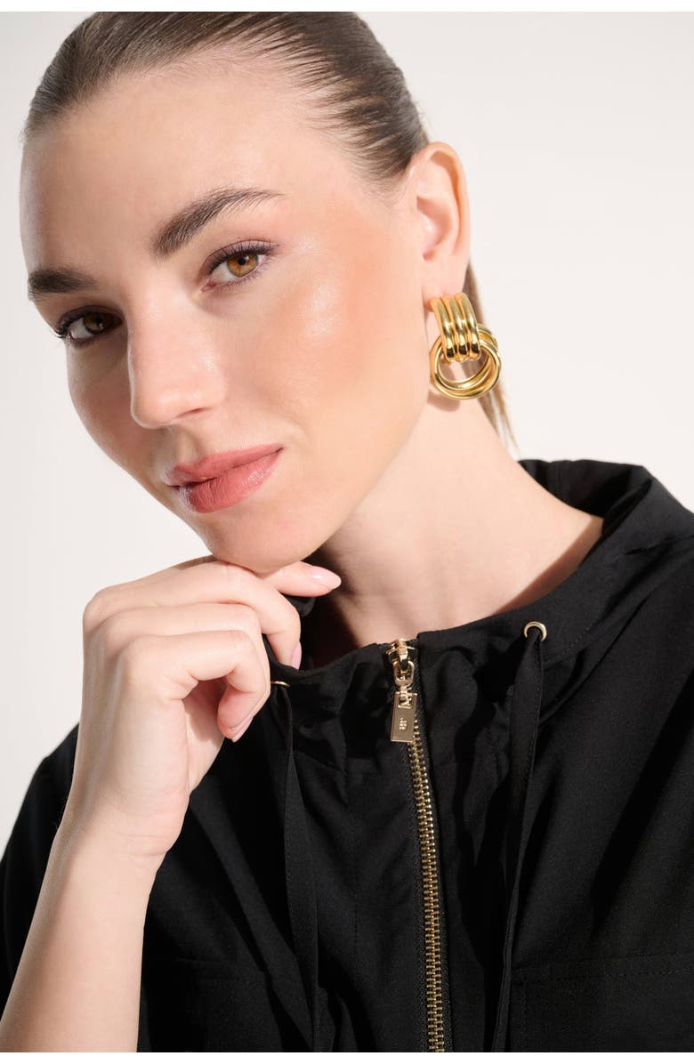 JOSEPH RIBKOFF Stretch Woven Hooded Boxy Utility Jacket, Alternate, color, Black