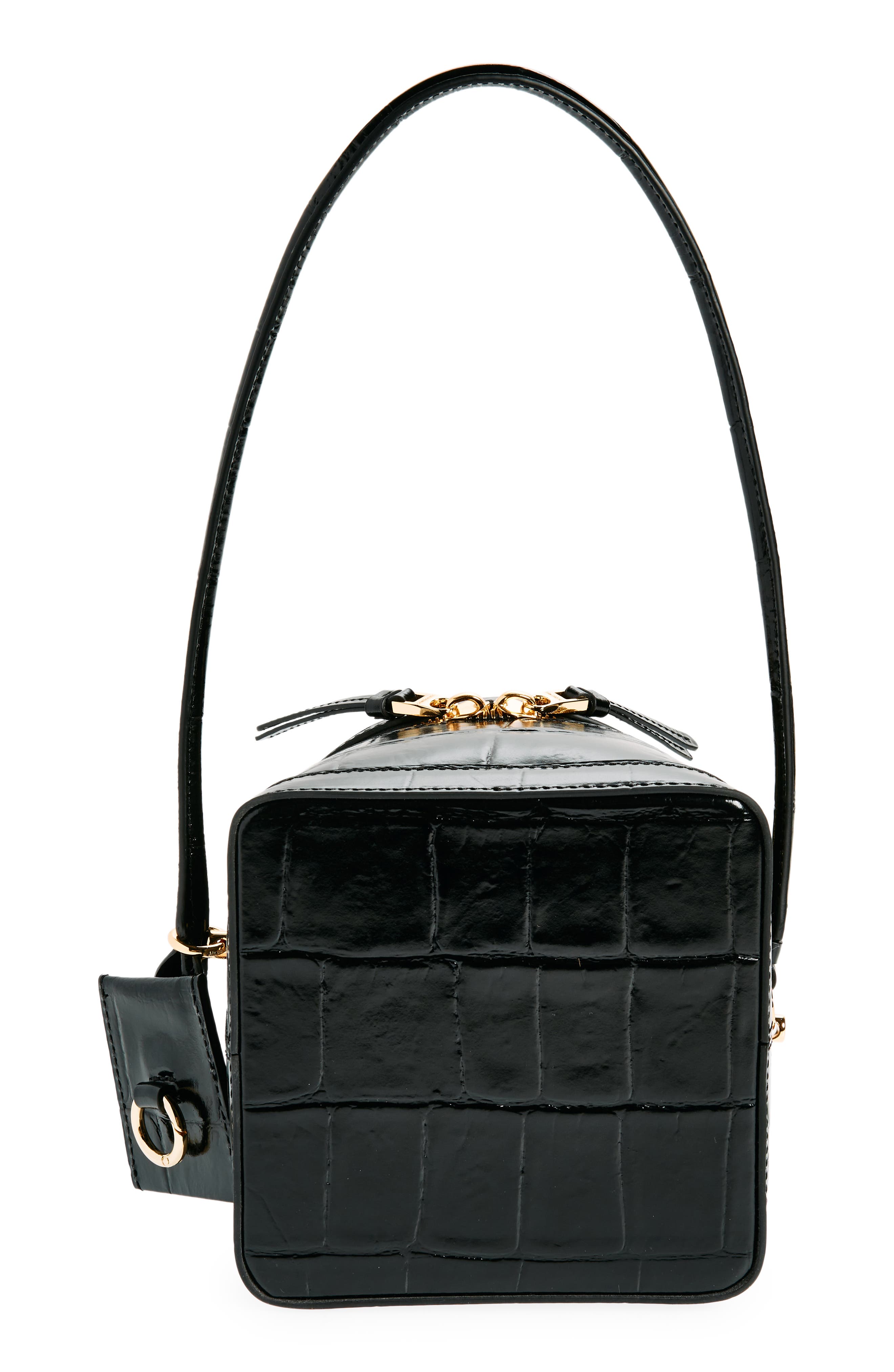 Jacquemus Le Vanito Circular & Square Croc Embossed Leather Shoulder Bag, Alternate, color, 