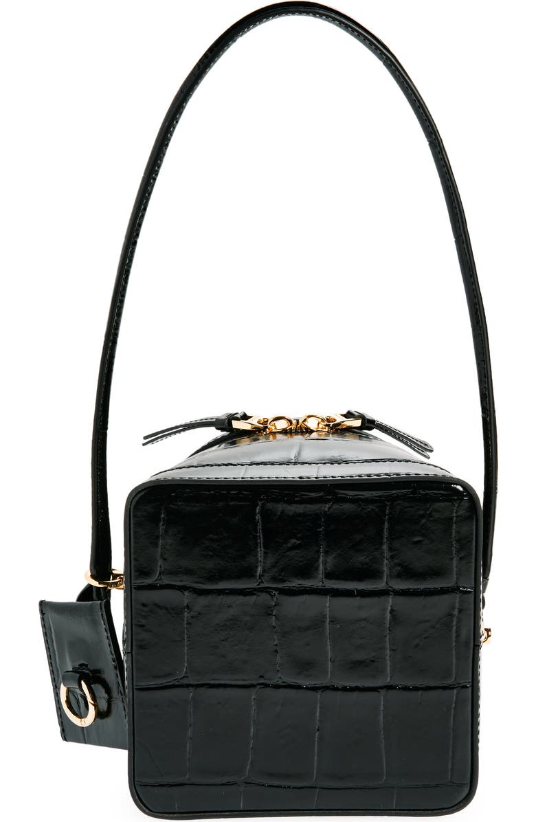 Jacquemus Le Vanito Circular & Square Croc Embossed Leather Shoulder Bag, Alternate, color,
