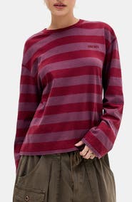 BDG Urban Outfitters Stripe Long Sleeve Boxy Cotton Top