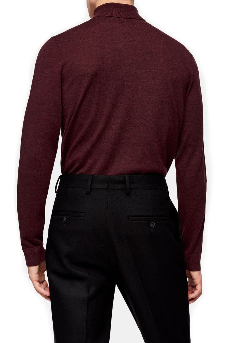 Merino Wool Turtleneck Sweater, Alternate, color, BURGUNDY