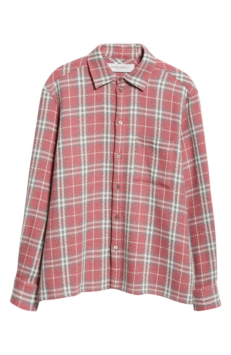 Golden Goose Journey Plaid Cotton Blend Button-Up Shirt, Alternate, color, 