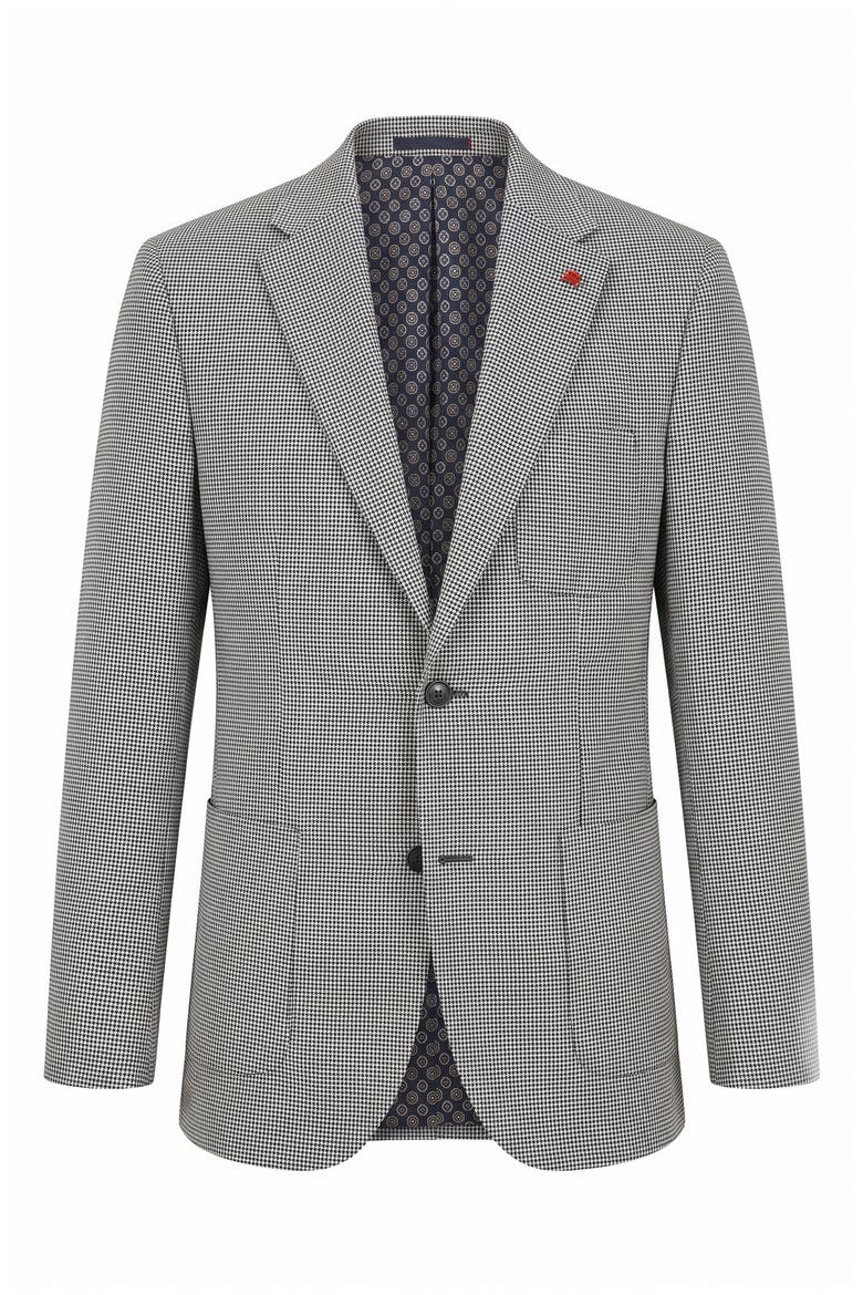 Houndstooth Jersey Blazer, Alternate, color, BLUE