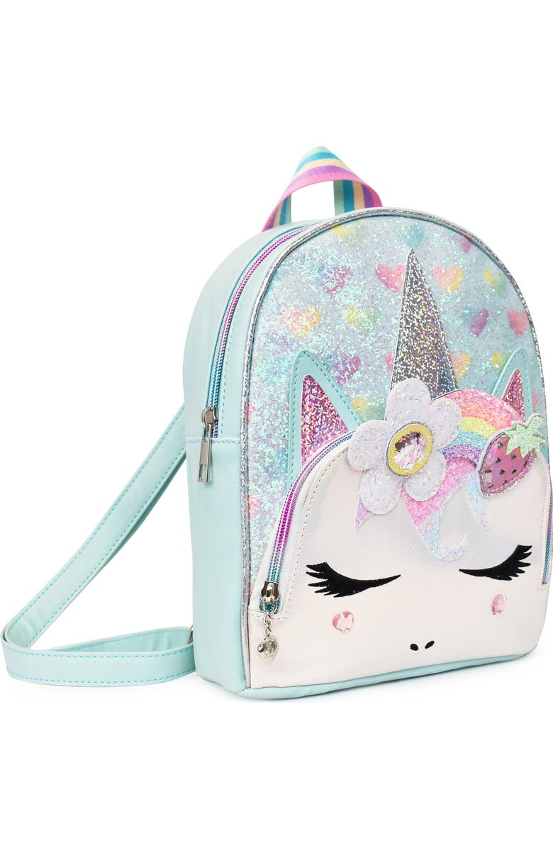 OMG Accessories Kids' Gwen Rainbow Glitter Heart Mini Backpack, Alternate, color,