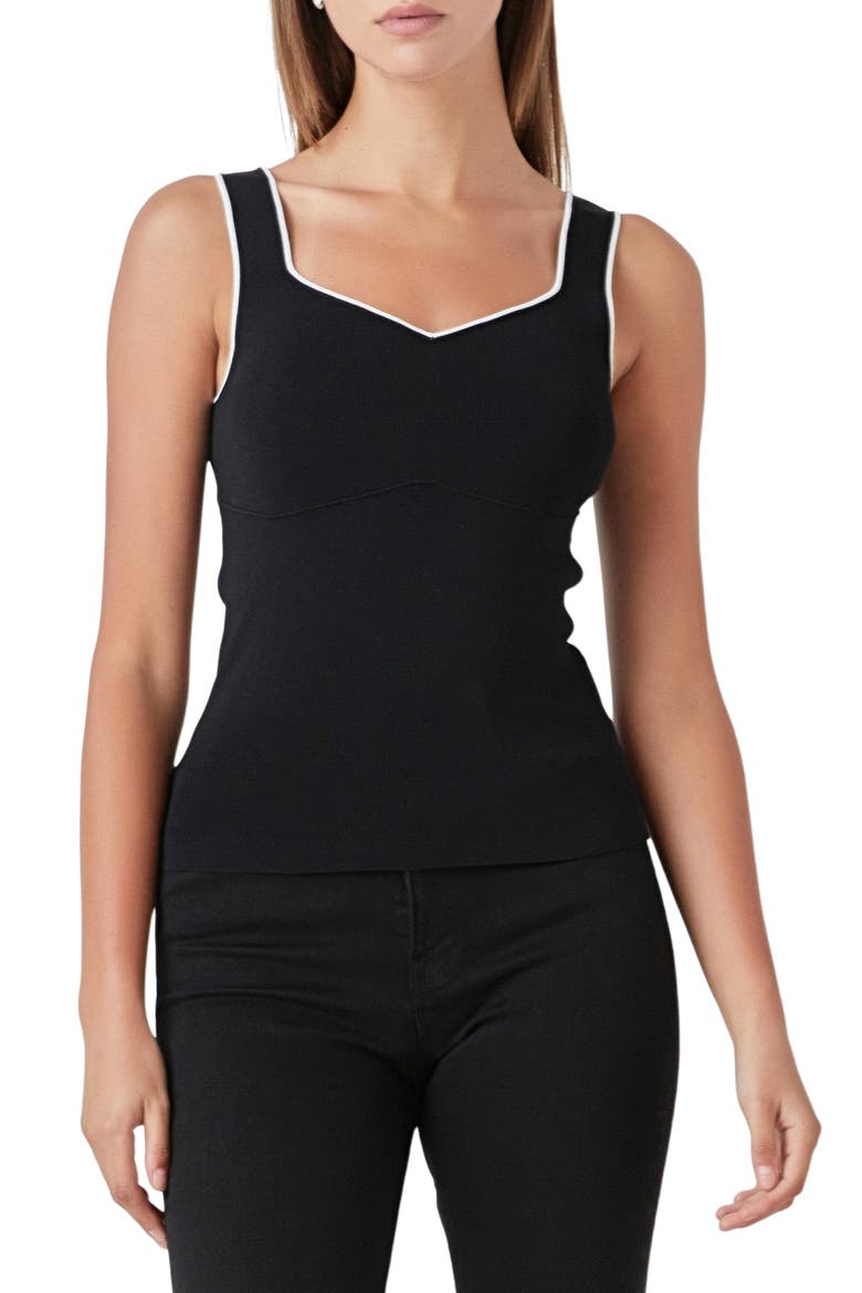 Rib Sweater Tank, Main, color, BLACK/ WHITE