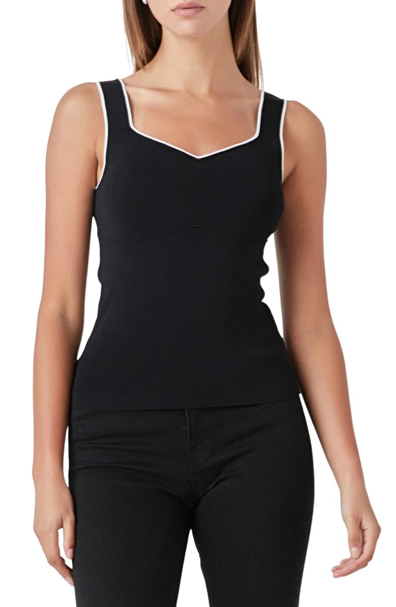 Endless Rose Rib Sweater Tank, Main, color, Black/ White