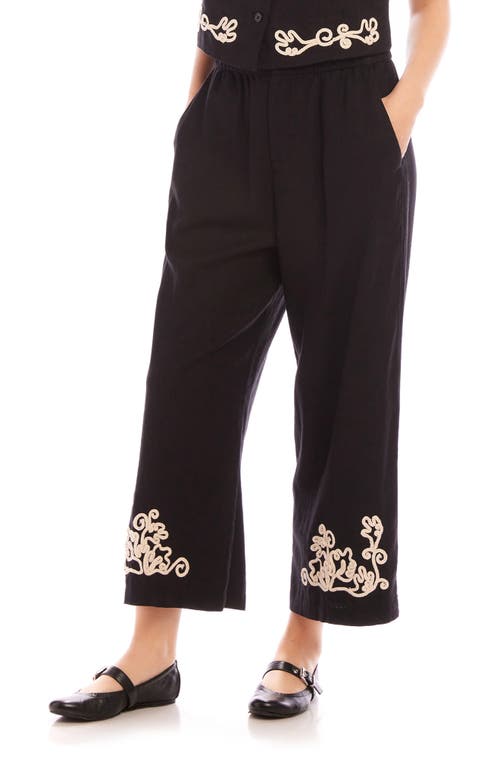 Shop Fifteen Twenty Mason Rope Stitch Linen Blend Ankle Pants In Black/cream