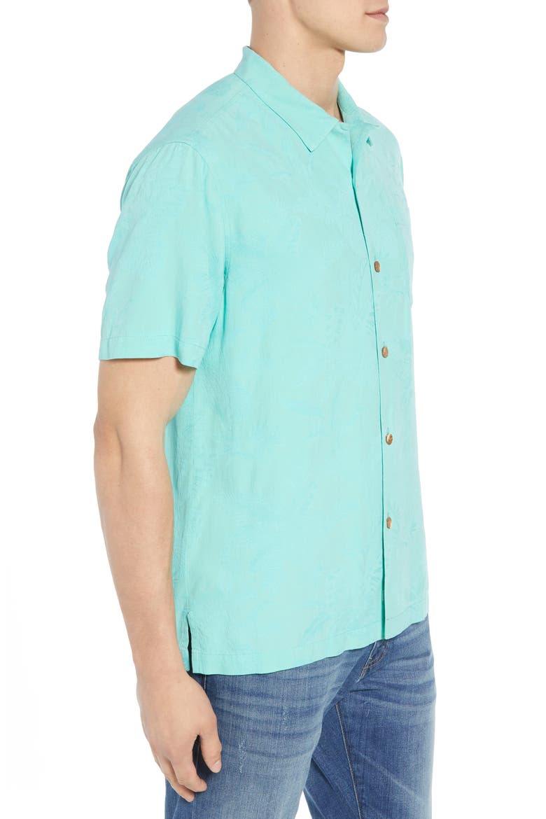 St Lucia Fronds Silk Camp Shirt, Alternate, color, MINT MOJITO