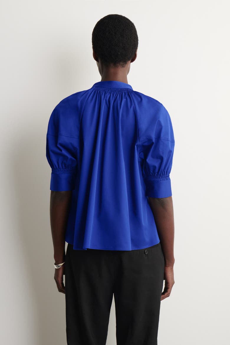 Smocked Puff-sleeve Blouse, Alternate, color, BLUE
