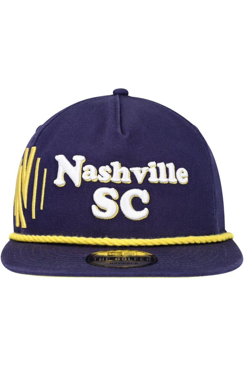 Men's New Era  Navy Nashville SC Heritage The Golfer Snapback Hat, Alternate, color, Navy