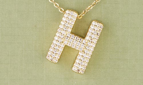 Leith Pavé Cubic Zirconia Initial Pendant Necklace In Gold