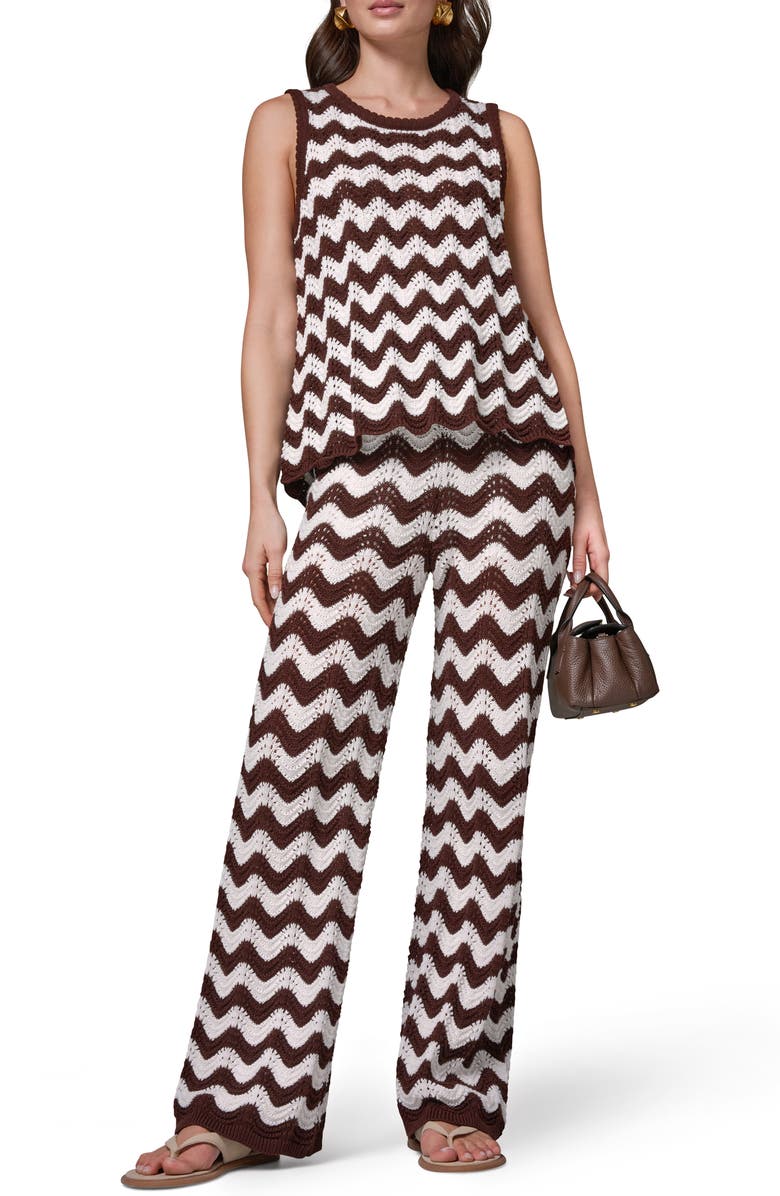 Donna Karan New York Scallop Stripe Sleeveless Pointelle Sweater, Alternate, color, Canyon/ Cre