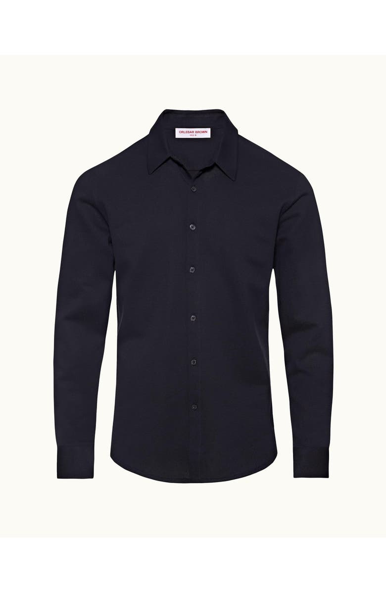 Orlebar Brown Giles Pique Classic Collar Cotton Pique Shirt, Alternate, color, Night Iris