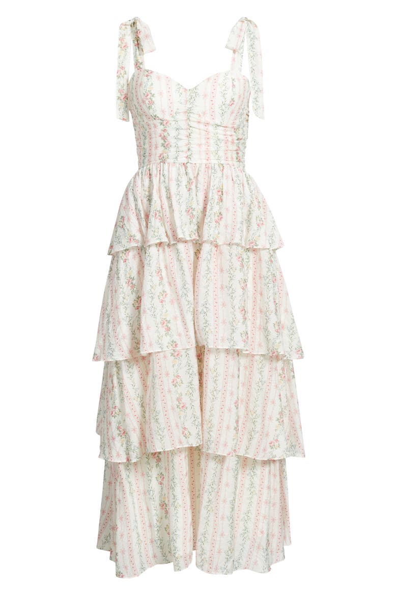 Print Tiered Maxi Dress, Alternate, color, PINK MULTI