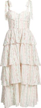 ZOE AND CLAIRE Print Tiered Maxi Dress