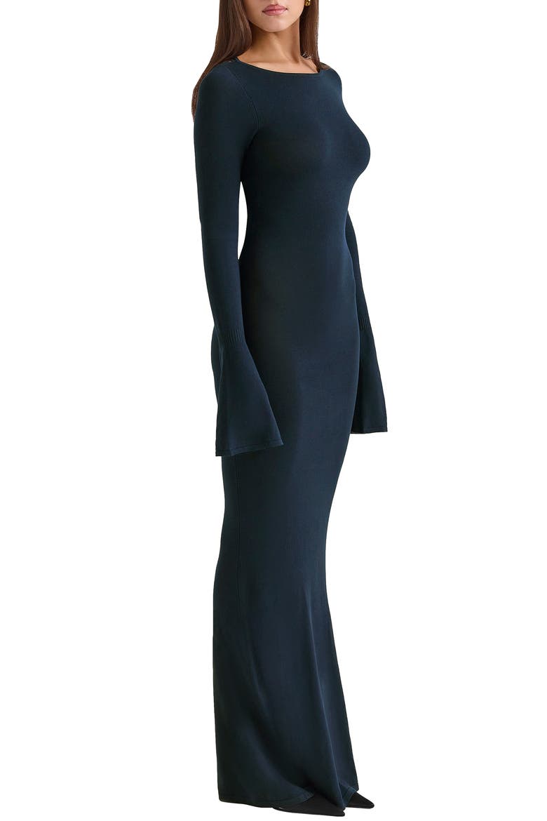 Christiane Open Back Long Sleeve Knit Gown, Alternate, color, PARISIAN NIGHT