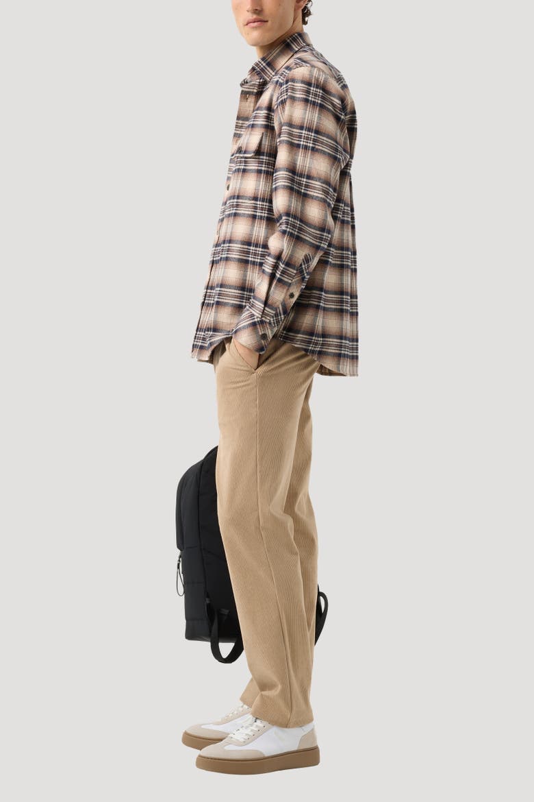 Heiko Flannel Shirt, Alternate, color, Beige/Navy Blue