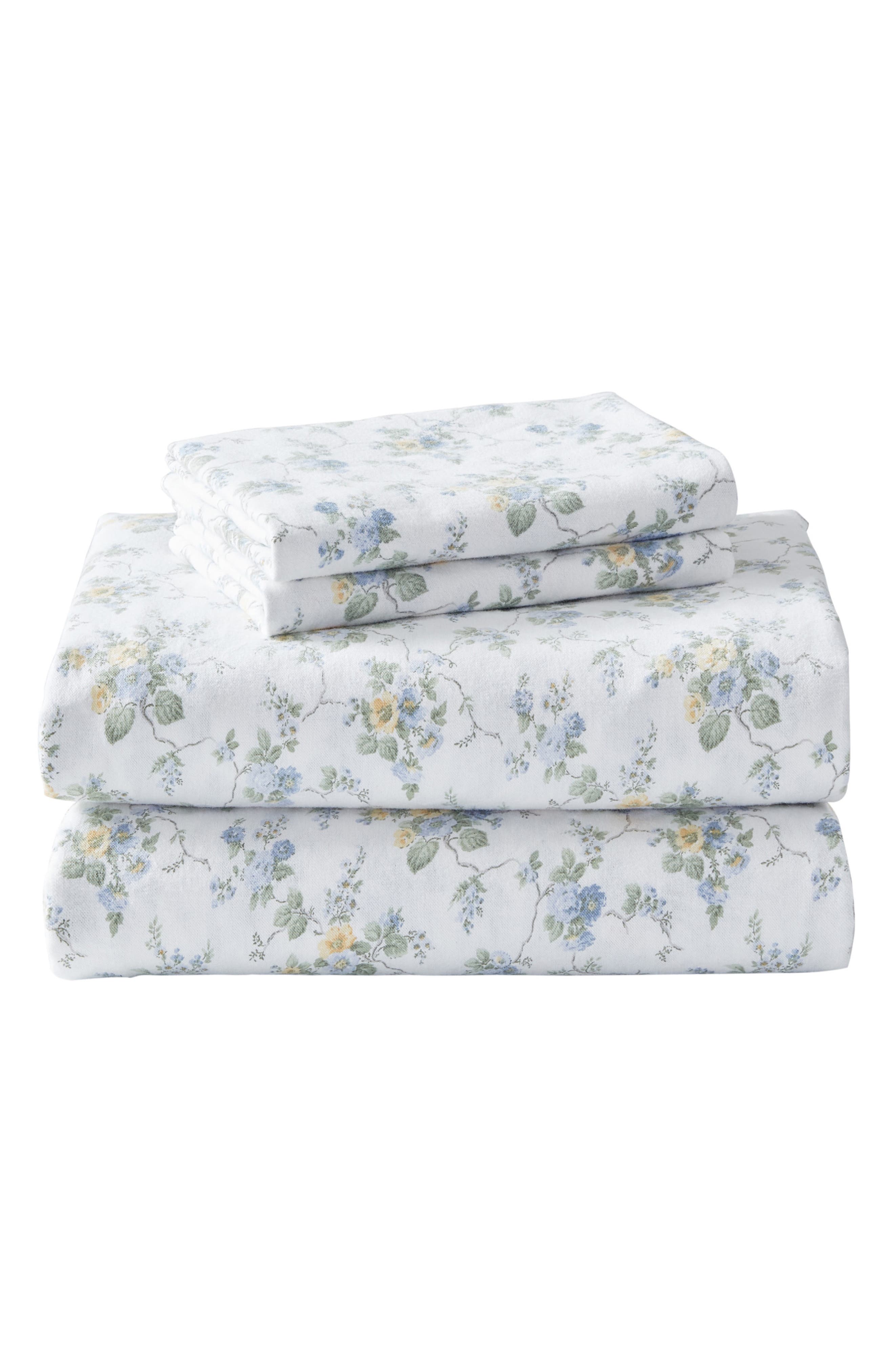 Laura Ashley Le Fleur Cotton Flannel King Sheet Set