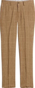Berle Windowpane Check Linen Pants