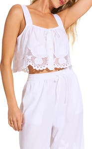 Vitamin A® Flora Broderie Anglaise Trim Organic Cotton Cover-Up Top