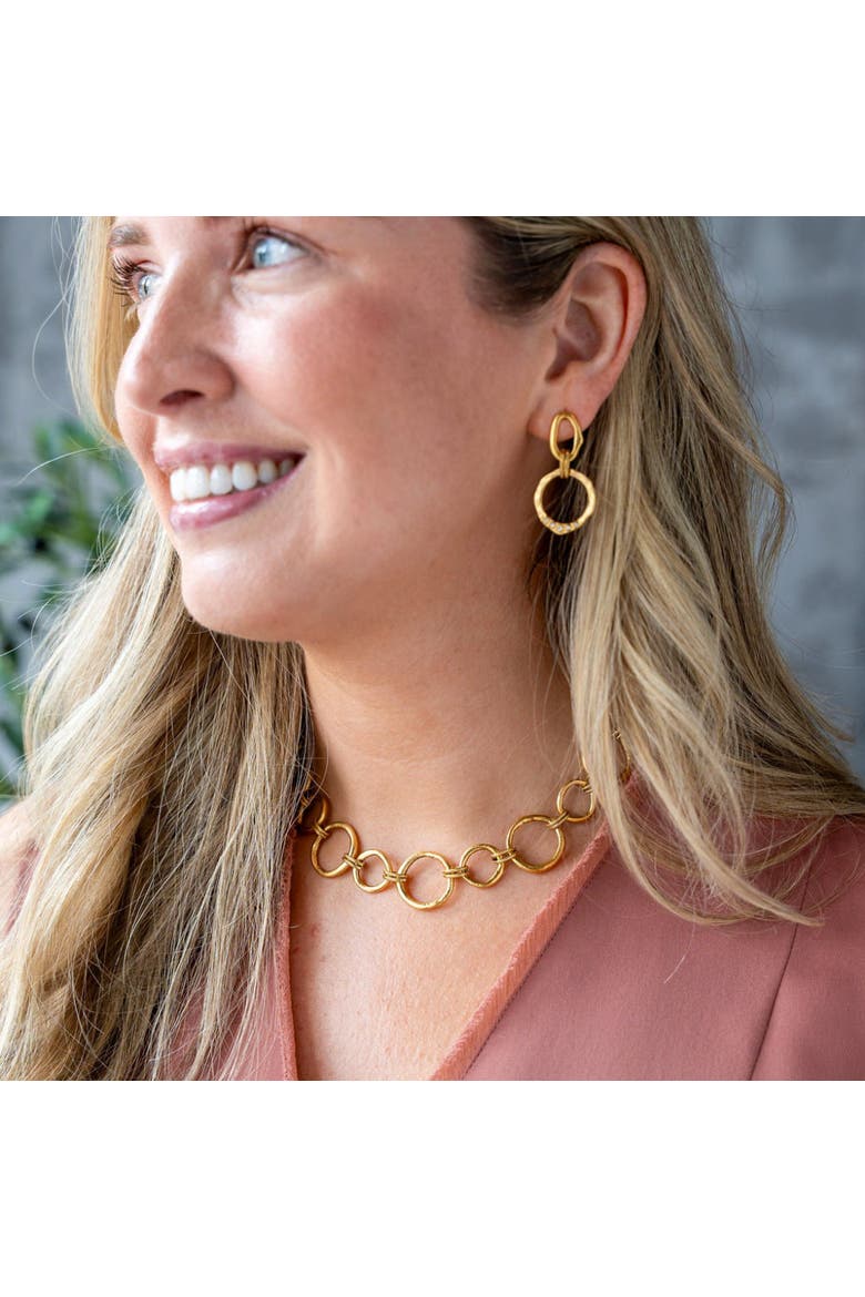 Large Sculpted Circle Drop Earrings, Alternate, color, Gold
